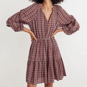 Madewell seersucker wrap mini dress
